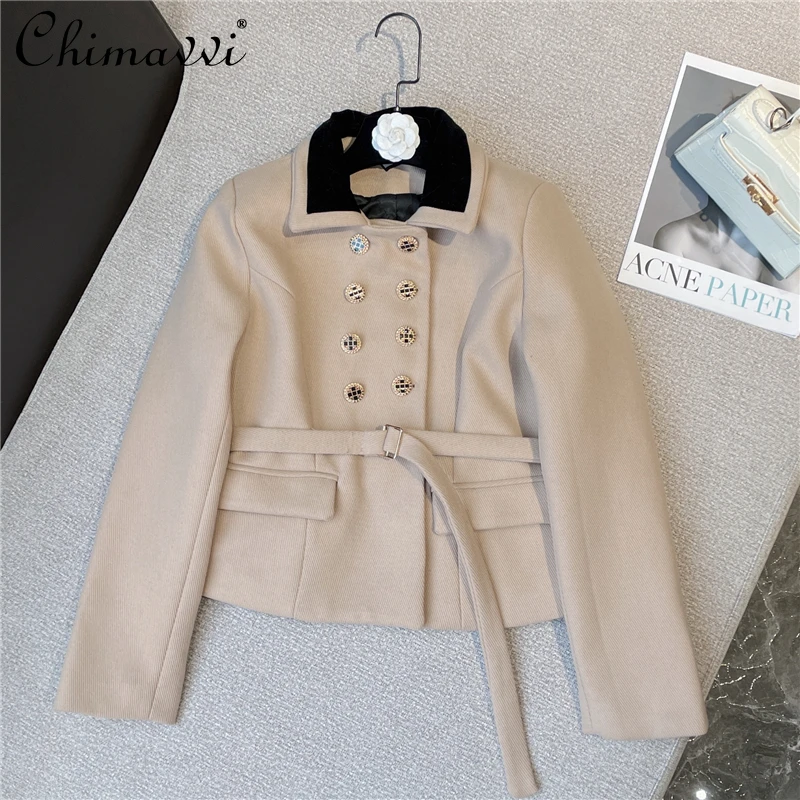 2022 New Color Matching Collar Slim Fit Jacket Winter Double Breasted Short Woolen Coat Female Long Sleeve Cropped Outerwear
2022 New Color Matching Collar Slim Fit Jacket Winter Double Breasted Short Woolen Coat Female Long Sleeve Cropped Outerwear