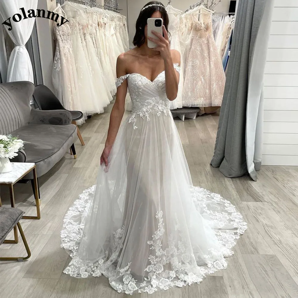 YOLANMY Classic Wedding Dresses Sweetheart Off the Shoulder Appliuques Formal Bridal Gown Robe De Mariée For Women Custom Made
YOLANMY Classic Wedding Dresses Sweetheart Off the Shoulder Appliuques Formal Bridal Gown Robe De Mariée For Women Custom Made