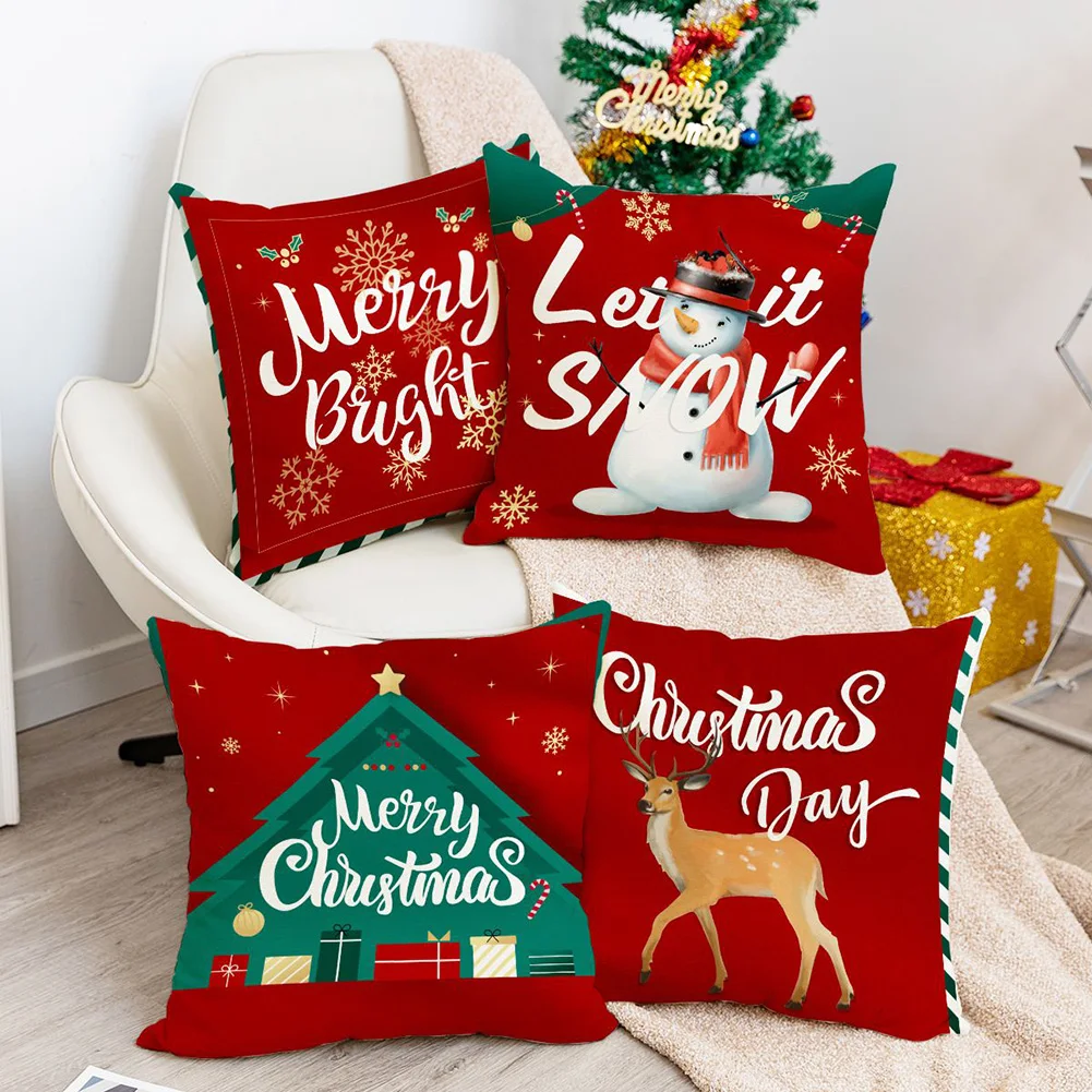 

Christmas Santa Claus Elk Tree Cushion Cover Merry Christmas Decor Home 2022 Xmas Noel Cristmas Ornaments New Year Gifts 2023