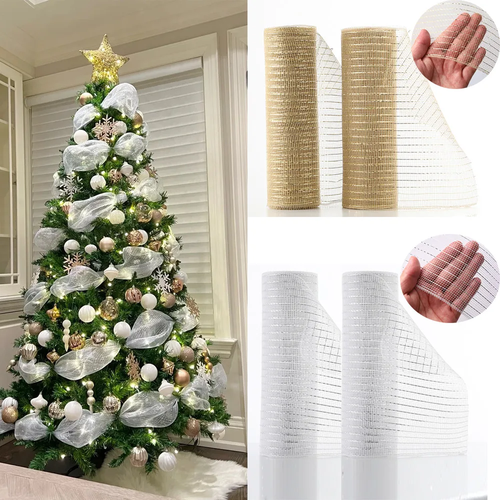 10 Yards 26cm Christmas Flower Wreath Mesh DIY Xmas Tree Gold Silver Ribbon Wedding Christmas Decoration Gifts Wrapping Ribbon
10 Yards 26cm Christmas Flower Wreath Mesh DIY Xmas Tree Gold Silver Ribbon Wedding Christmas Decoration Gifts Wrapping Ribbon