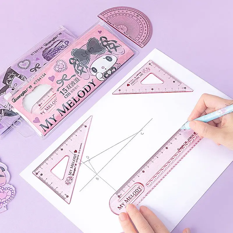 Anime Sanrio Kuromi Kawaii Set Ruler Wave Ruler Girl Heart Cute Cartoon Character Protractor with 15Mm Ruler Children Gifts Toy
Anime Sanrio Kuromi Kawaii Set Ruler Wave Ruler Girl Heart Cute Cartoon Character Protractor with 15Mm Ruler Children Gifts Toy
