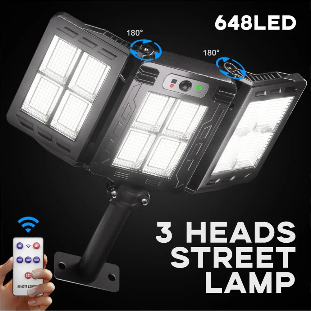 Led Solar Street Light 240/384/648/675led 3 Head Motion Sensor 270 Wide Angle Ip65 Waterproof Remote Control Wall Lamp
Led Solar Street Light 240/384/648/675led 3 Head Motion Sensor 270 Wide Angle Ip65 Waterproof Remote Control Wall Lamp