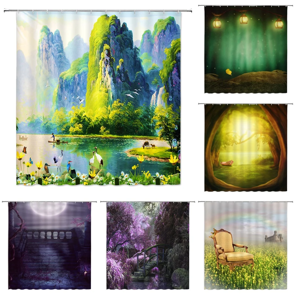 Fantasy Shower Curtain Fairy Natural Landscape Forest Gothic Jungle Green Zen River Trippy Bathroom Decor Fabric Set Polyester
Fantasy Shower Curtain Fairy Natural Landscape Forest Gothic Jungle Green Zen River Trippy Bathroom Decor Fabric Set Polyester