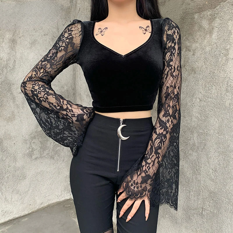 y2k hoodies sudaderas sweatshirts Women Vintage Gothic Velvet Lace Tops Harajuku Sexy See Through Long Sleeve Crop Top Women Au
y2k hoodies sudaderas sweatshirts Women Vintage Gothic Velvet Lace Tops Harajuku Sexy See Through Long Sleeve Crop Top Women Au