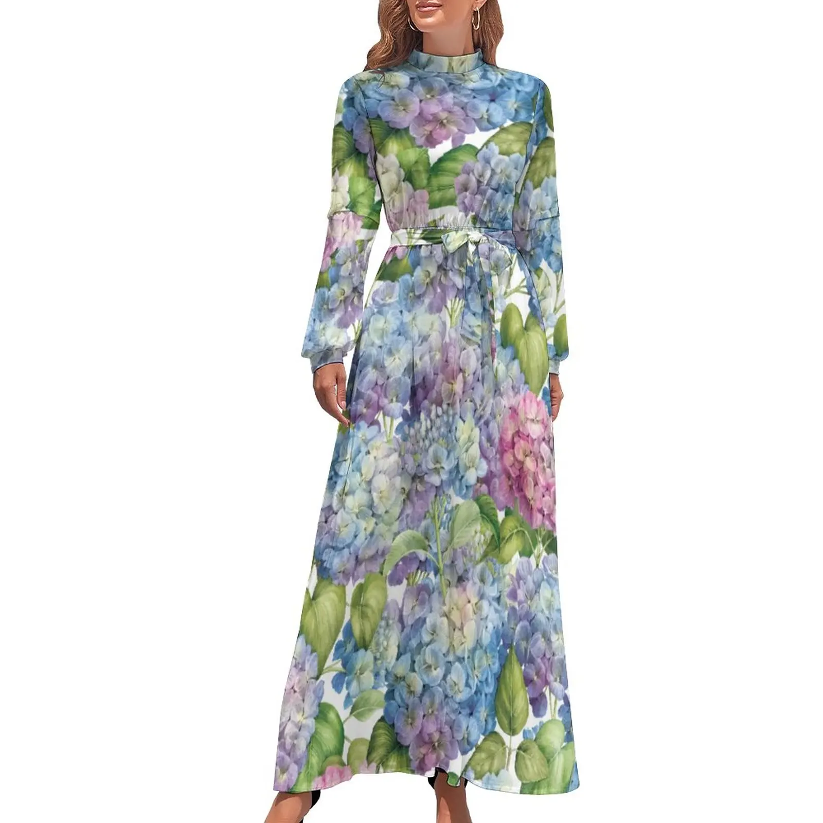 Bloom Flower Print Dress High Waist Pink Blue Hydrangea Beach Dresses Long-Sleeve Streetwear Long Maxi Dress Elegant Vestidos
Bloom Flower Print Dress High Waist Pink Blue Hydrangea Beach Dresses Long-Sleeve Streetwear Long Maxi Dress Elegant Vestidos