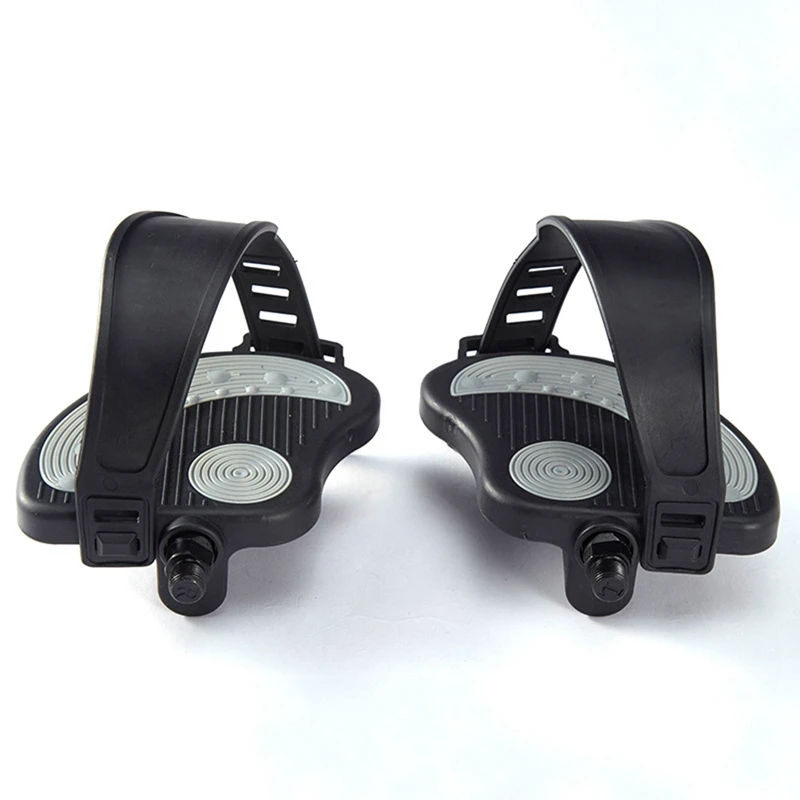 

4 Pcs Exercise Bike Pedals With Straps For Spin Bike And Indoor Stationary Exercise Bike, 2 Pcs 9/16Inch & 2 Pcs 1/2Inch