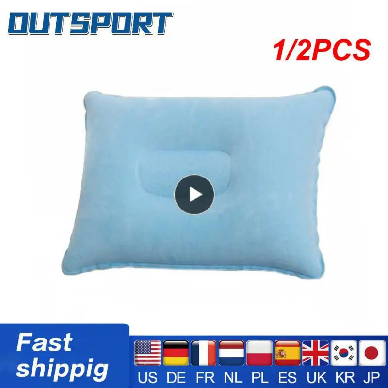 

1/2PCS Outdoor Inflatable Nap Pillow Inflatable Back Cushion PVC Flocking Throw Pillow Travel Pillow Camping Pillow