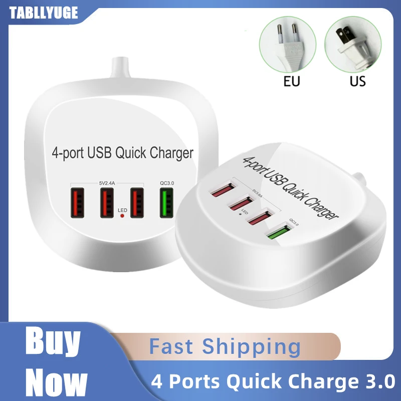 EU/US Plug USB Charger Quick Charge 3.0 For Phone Adapter for iPhone 12 Pro Max 4Ports Portable Wall Mobile Charger Fast Charger
EU/US Plug USB Charger Quick Charge 3.0 For Phone Adapter for iPhone 12 Pro Max 4Ports Portable Wall Mobile Charger Fast Charger