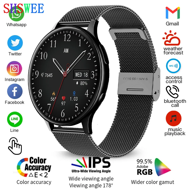 SHSWEE 2022 New NFC Smart Watch Men 1G Music Playback Bluetooth Answer Call Watch Women Waterproof Smartwatch Support Recording
SHSWEE 2022 New NFC Smart Watch Men 1G Music Playback Bluetooth Answer Call Watch Women Waterproof Smartwatch Support Recording