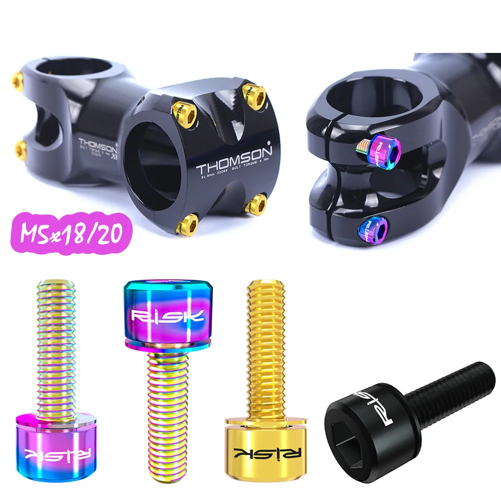 RISK Titanium Bolts Screws M5x16/20mm Ultralight Bike Stem Bolts With Washers High Quality Sale Cycling Replacement Accessories
RISK Titanium Bolts Screws M5x16/20mm Ultralight Bike Stem Bolts With Washers High Quality Sale Cycling Replacement Accessories