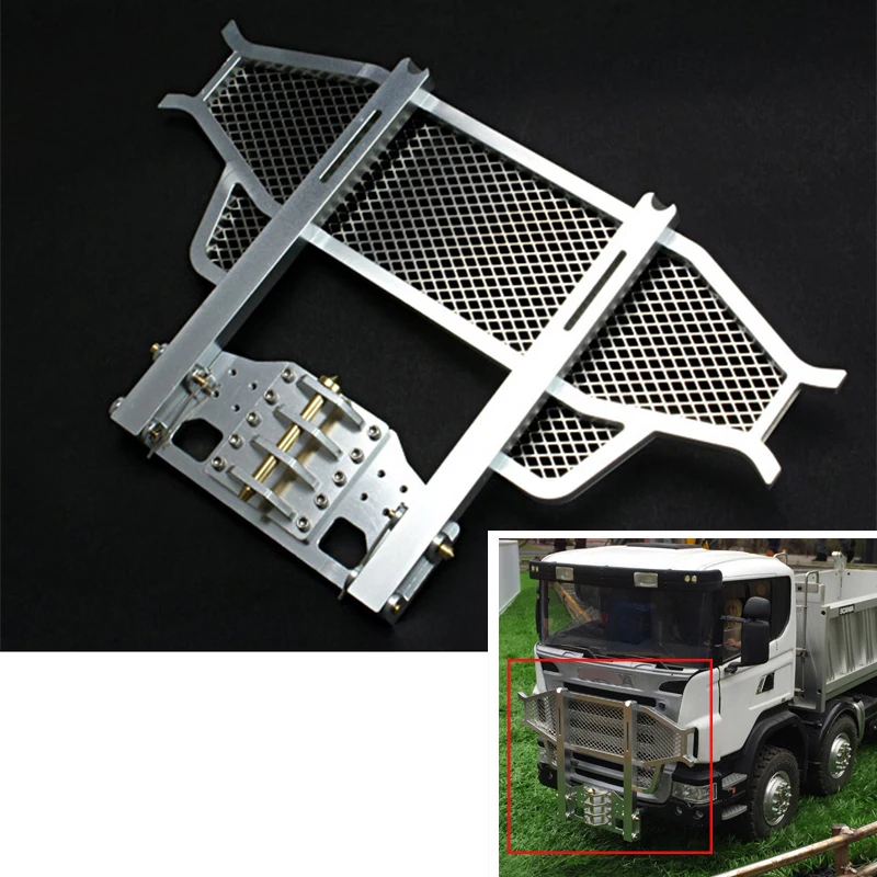 

1/14 металлический передний бампер LESU для DIY RC трактор грузовик дистанционное управление R470 R620 Серебряная Запасная часть