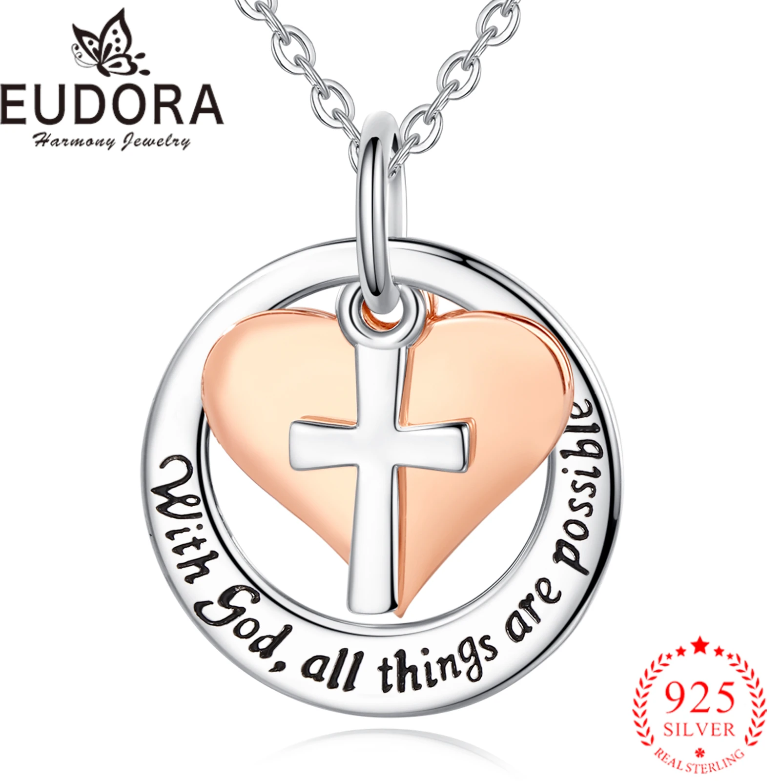 Eudora 925 Sterling Silver Cross Necklace Christian God bless Pendant Long chain fashion jewelry men's and women's gifts
Eudora 925 Sterling Silver Cross Necklace Christian God bless Pendant Long chain fashion jewelry men's and women's gifts