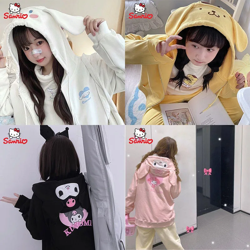 Kawaii Sanrio Kuromi My Melody Y2K Cinnamoroll Anime Hoodie Women's Soft Cotton Cartoon Cardigan Sweatshirt Couples Jacket Gift 
Kawaii Sanrio Kuromi My Melody Y2K Cinnamoroll Anime Hoodie Women's Soft Cotton Cartoon Cardigan Sweatshirt Couples Jacket Gift