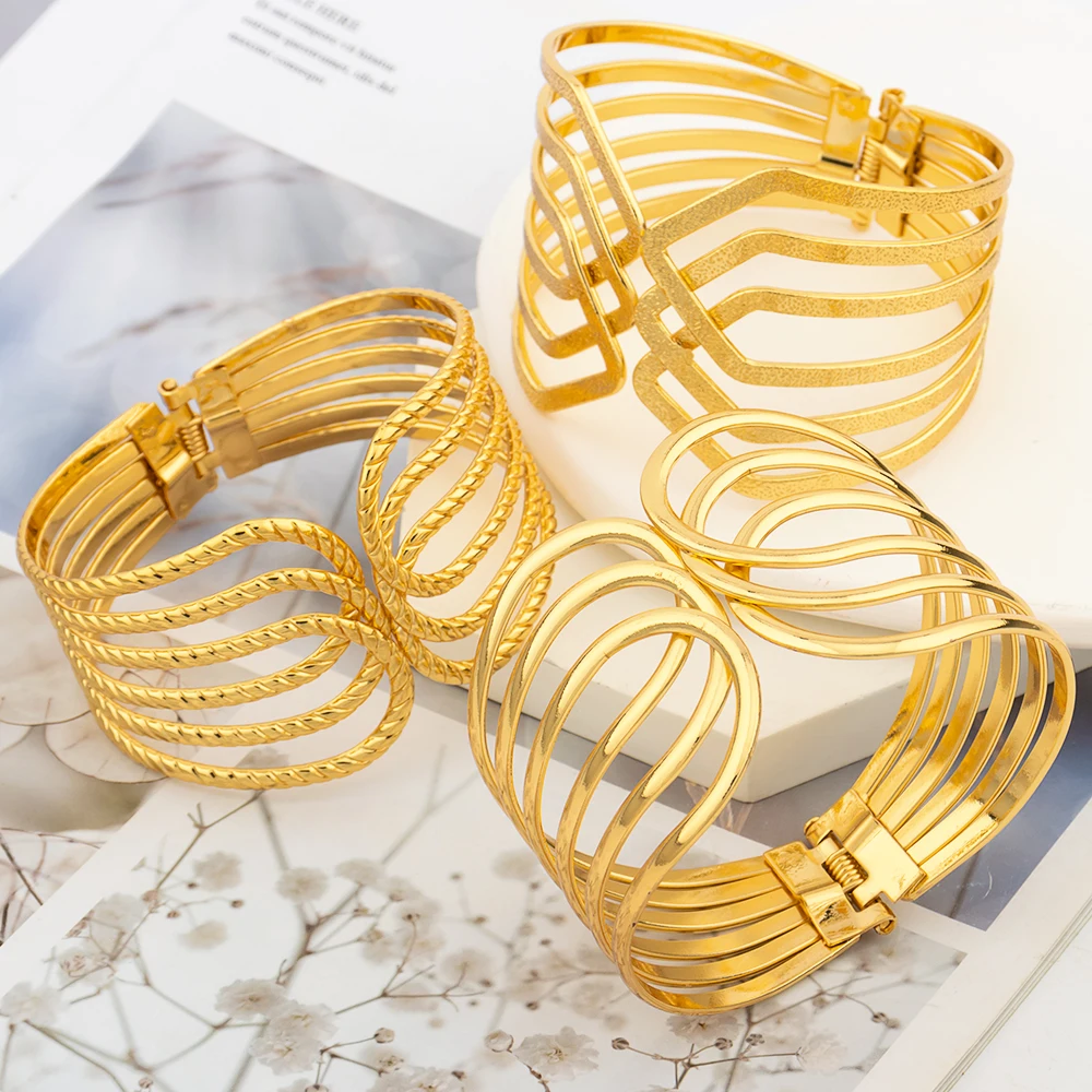 Gold Plated Bangle for Women African Dubai Hollow Out Design 18k Gold Color Copper Bracelet Weddings Party Exquisite Gifts
Gold Plated Bangle for Women African Dubai Hollow Out Design 18k Gold Color Copper Bracelet Weddings Party Exquisite Gifts
