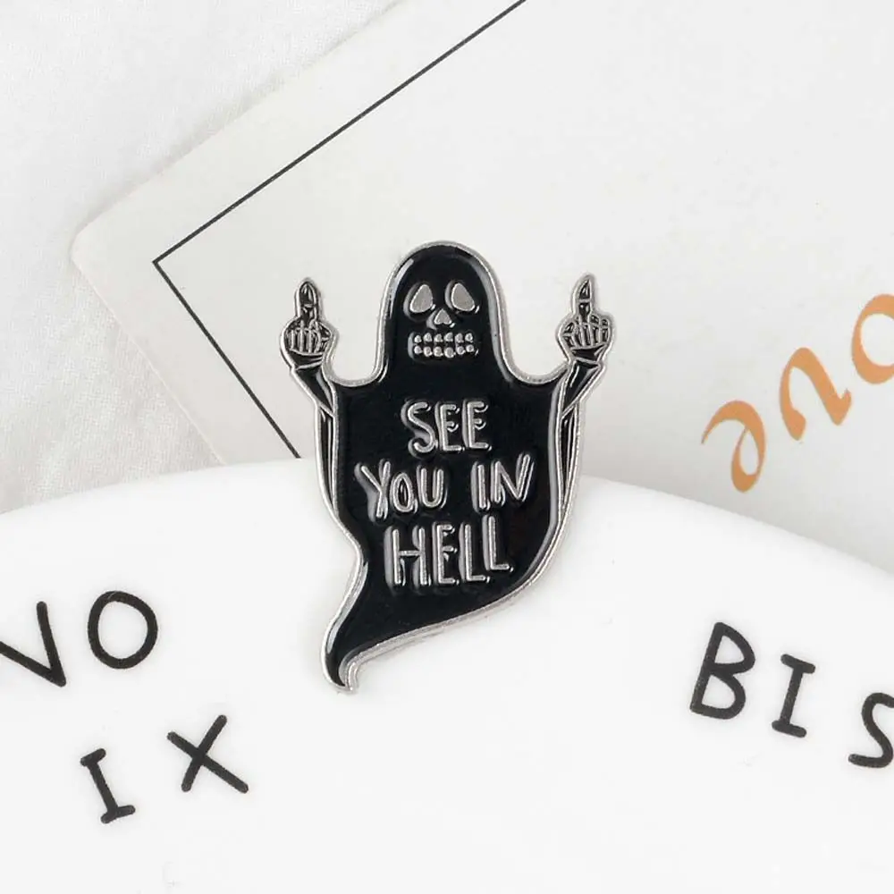 Coat Backpack Hand See you in hell Collar Brooch Middle Finger Ghost Brooch Lapel Brooch Enamel Pin Brooches Pin
Coat Backpack Hand See you in hell Collar Brooch Middle Finger Ghost Brooch Lapel Brooch Enamel Pin Brooches Pin