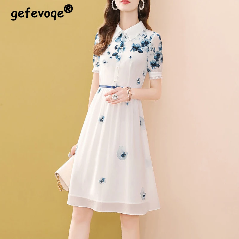 White Print Short Sleeve Elegant Chic Lace Patchwork Dresses for Women 2022 Summer Fashion Slim Belt Button Midi Dress Vestidos
White Print Short Sleeve Elegant Chic Lace Patchwork Dresses for Women 2022 Summer Fashion Slim Belt Button Midi Dress Vestidos
