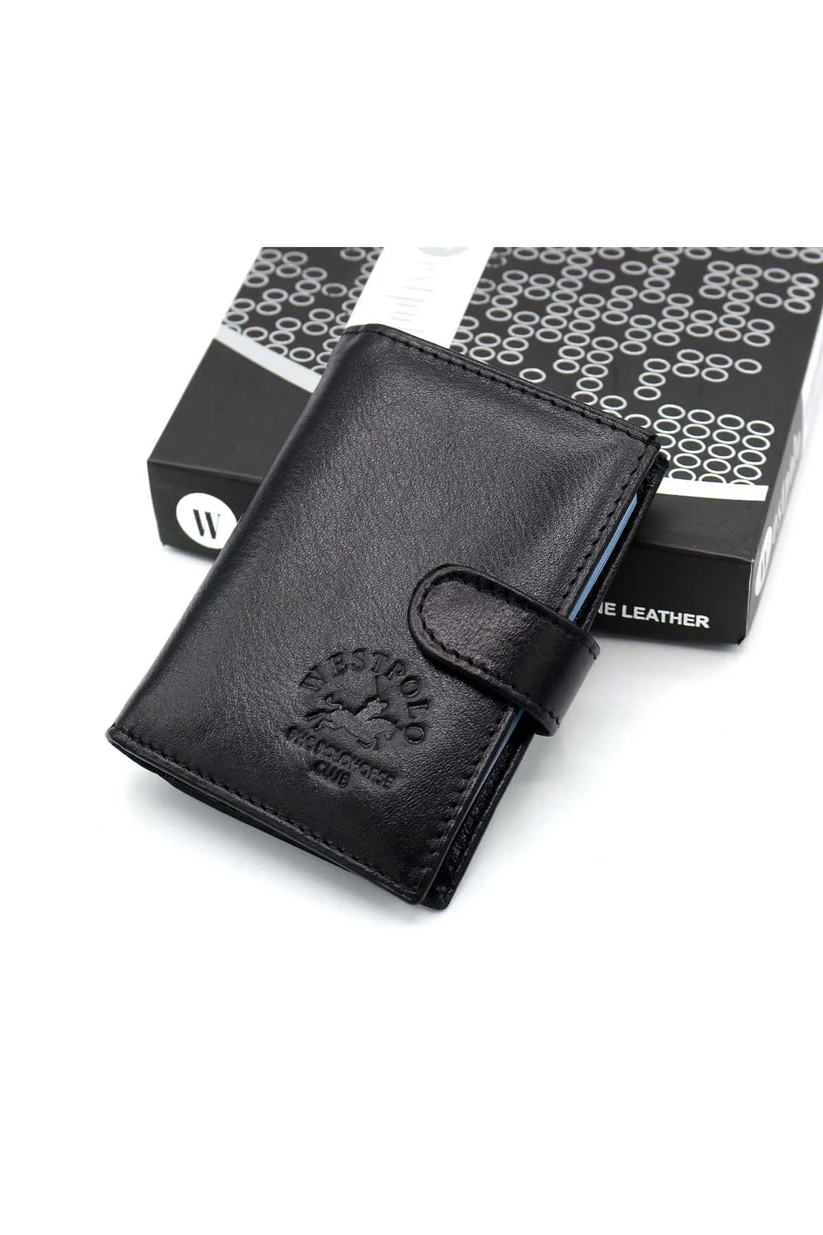 

West Polo Black Original Leather Patlı Paper Money Mesh Transparent Men 'S Wallet W22043068