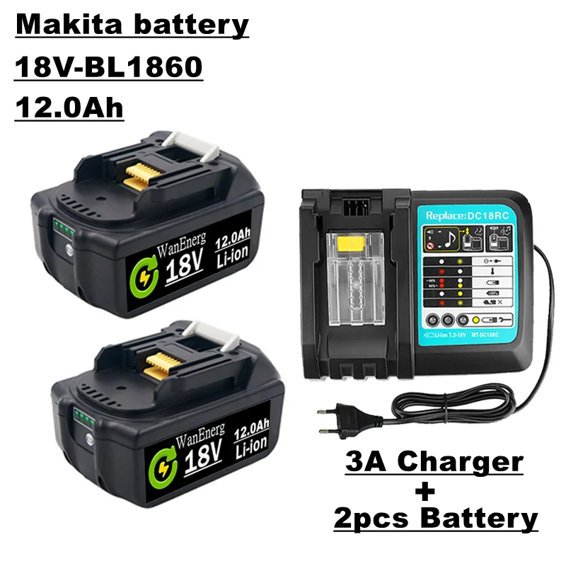 18V lithium ion rechargeable battery,12.0ah,for 18V power tools bl1860,bl1840,bl1850,bl1830,bl1860b,etc.,2 batteries +3a charger
18V lithium ion rechargeable battery,12.0ah,for 18V power tools bl1860,bl1840,bl1850,bl1830,bl1860b,etc.,2 batteries +3a charger