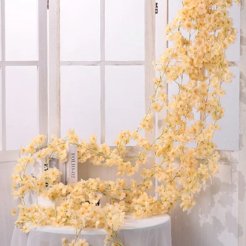 185cm Pink White Silk Artificial Cherry Blossom Vine Wedding Home Hanging Decoration Fake Flower Garland
185cm Pink White Silk Artificial Cherry Blossom Vine Wedding Home Hanging Decoration Fake Flower Garland