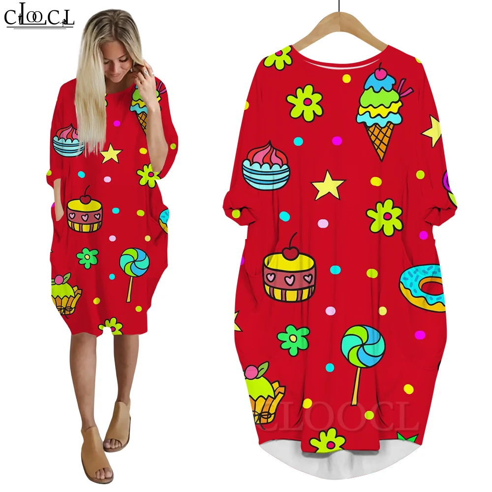 Женские платья CLOOCL, платье с принтом в виде капкейка, мороженого и леденцов, одежда для осени и спринта, платья с длинным рукавом и карманами
Женские платья CLOOCL, платье с принтом в виде капкейка, мороженого и леденцов, одежда для осени и спринта, платья с длинным рукавом и карманами