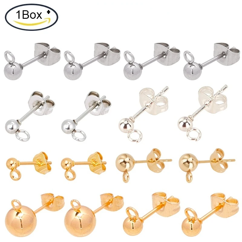 NBEADS 1box Hypoallergenic 304 Stainless Steel Stud Earrings Findings with Loop Ear Nut for Wearing or DIY Earrings
NBEADS 1box Hypoallergenic 304 Stainless Steel Stud Earrings Findings with Loop Ear Nut for Wearing or DIY Earrings