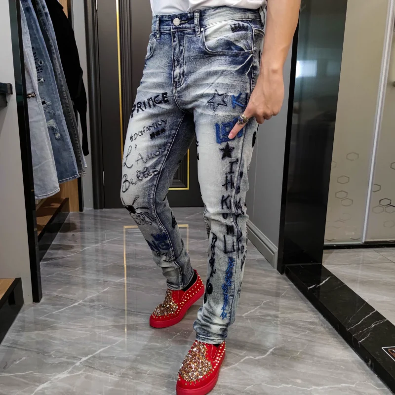 Embroidery Jean Homme Slim Elastic Beggar Pants Men Blue Jean Moda Hombre 2023 Men Fashion
Embroidery Jean Homme Slim Elastic Beggar Pants Men Blue Jean Moda Hombre 2023 Men Fashion