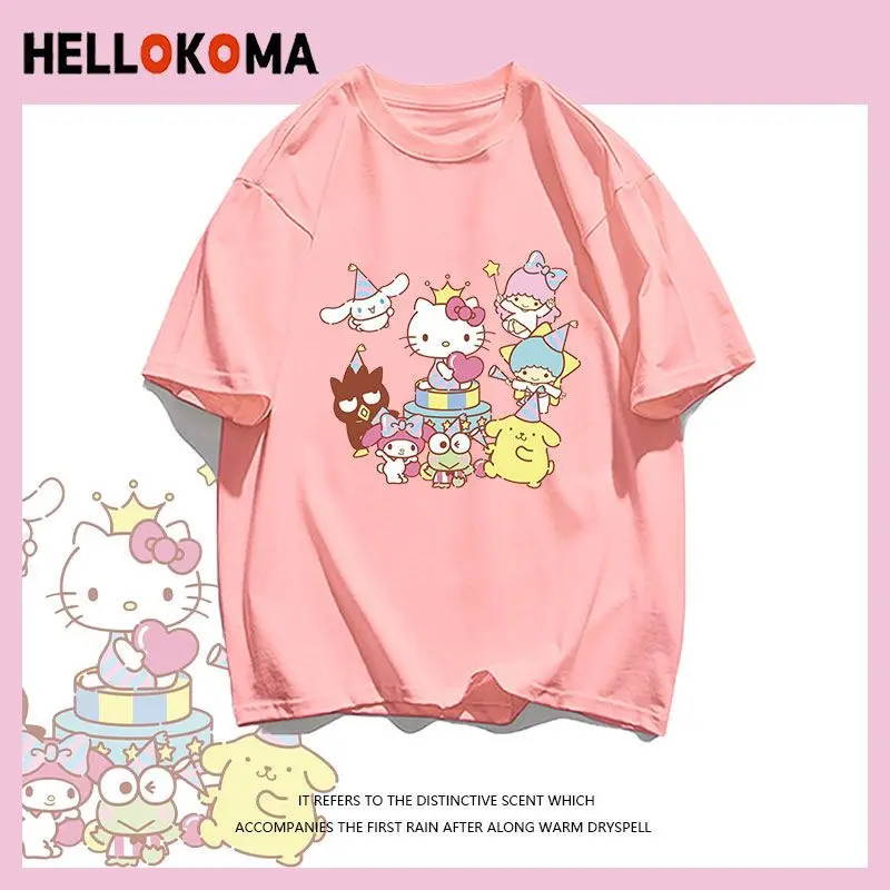 Kawaii Sanrios Hello Kitty Детская летняя хлопковая футболка с коротким рукавом с героями мультфильмов свободный крой дышащий Топ
Kawaii Sanrios Hello Kitty Детская летняя хлопковая футболка с коротким рукавом с героями мультфильмов свободный крой дышащий Топ