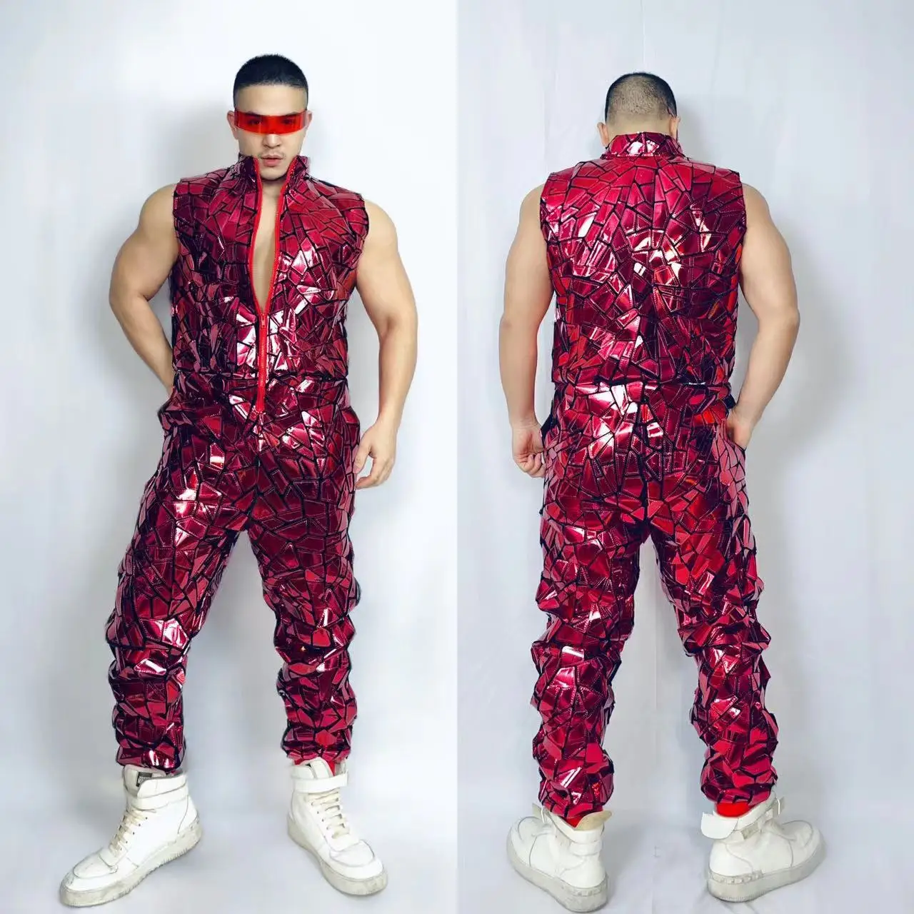 Sequins Jumpsuit Hip Hop Costume Male Women Dancer Team Street Dance Stage Performance Clothes Laser Mirror Sleeveless Rompers
Sequins Jumpsuit Hip Hop Costume Male Women Dancer Team Street Dance Stage Performance Clothes Laser Mirror Sleeveless Rompers