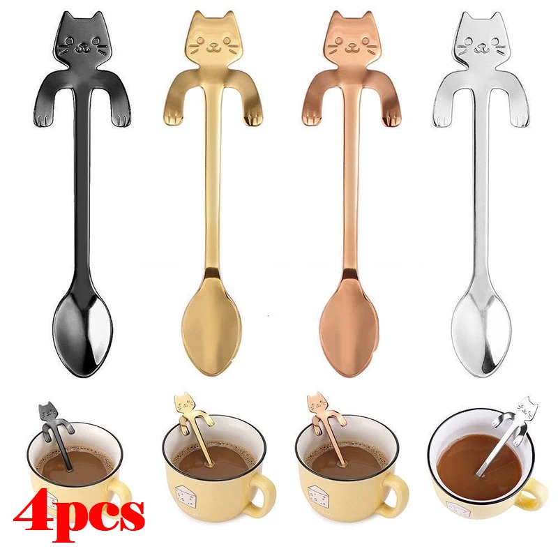 4pcs Cute Cat Shaped Teaspoon Dessert Snack Scoop Stainless Steel Coffee Spoon Ice Cream Mini Spoons Tableware Kitchen Tools
4pcs Cute Cat Shaped Teaspoon Dessert Snack Scoop Stainless Steel Coffee Spoon Ice Cream Mini Spoons Tableware Kitchen Tools
