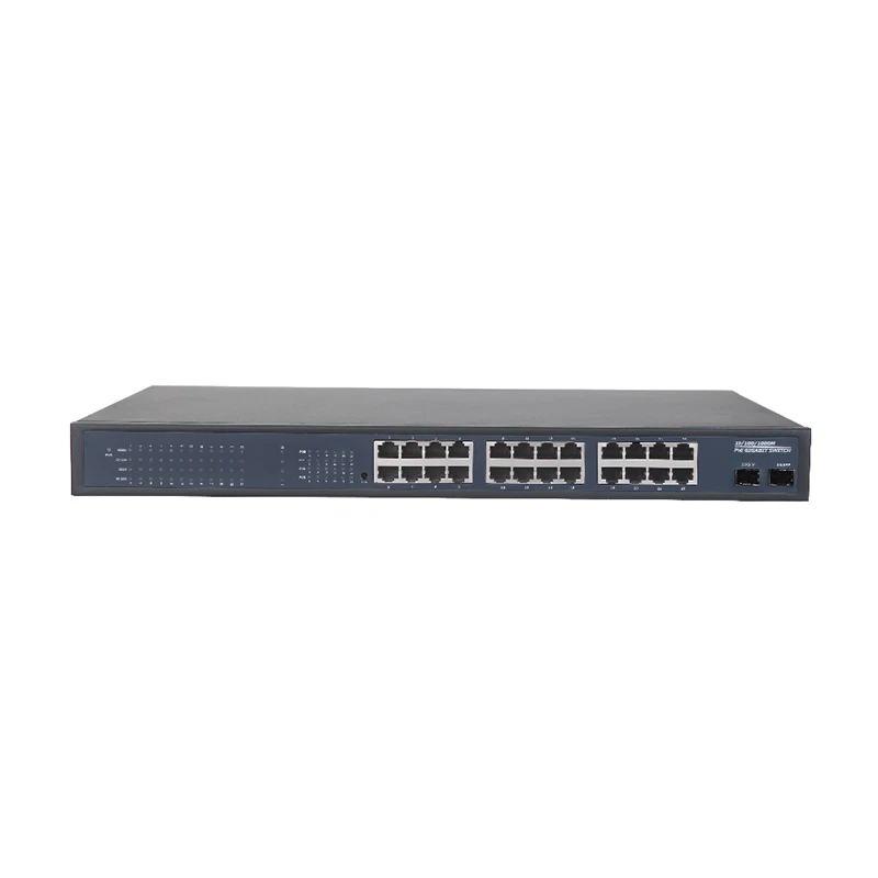 Заводской OEM 24-портовый гигабитный коммутатор Ethernet с 2 оптическими слотами SFP
Заводской OEM 24-портовый гигабитный коммутатор Ethernet с 2 оптическими слотами SFP
