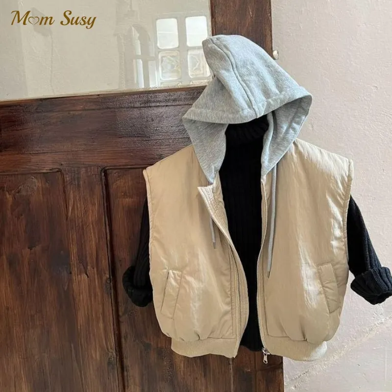 Fashion Baby Boy Girl Winter Hooded Vest Cotton Padded Child Waistcoat Solid Color Zipper Outwear Warm Thick Baby Clothes 1-10Y
Fashion Baby Boy Girl Winter Hooded Vest Cotton Padded Child Waistcoat Solid Color Zipper Outwear Warm Thick Baby Clothes 1-10Y