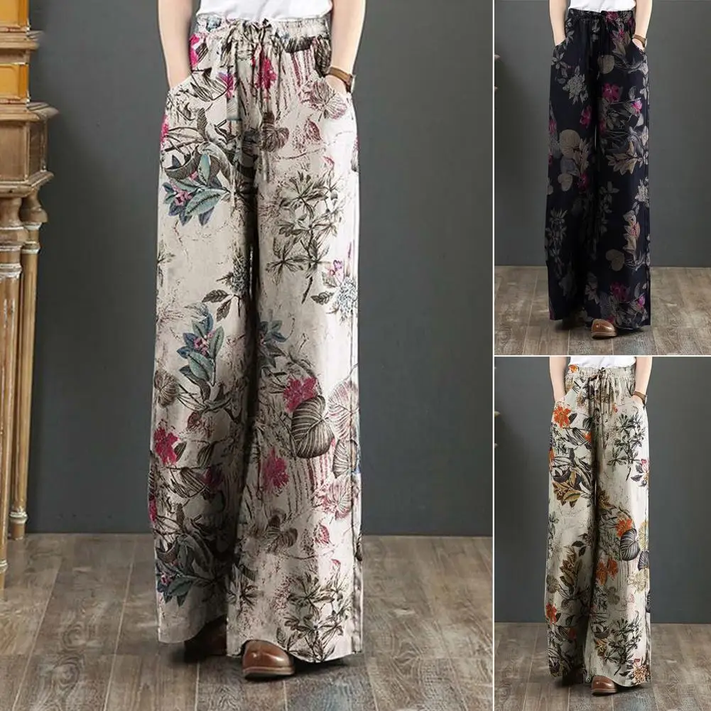 Elastic Waistband High Waist Slant Pockets Woman Pants Retro Flower Print Wide Leg Pants Female Clothing Vintage Print Pants
Elastic Waistband High Waist Slant Pockets Woman Pants Retro Flower Print Wide Leg Pants Female Clothing Vintage Print Pants