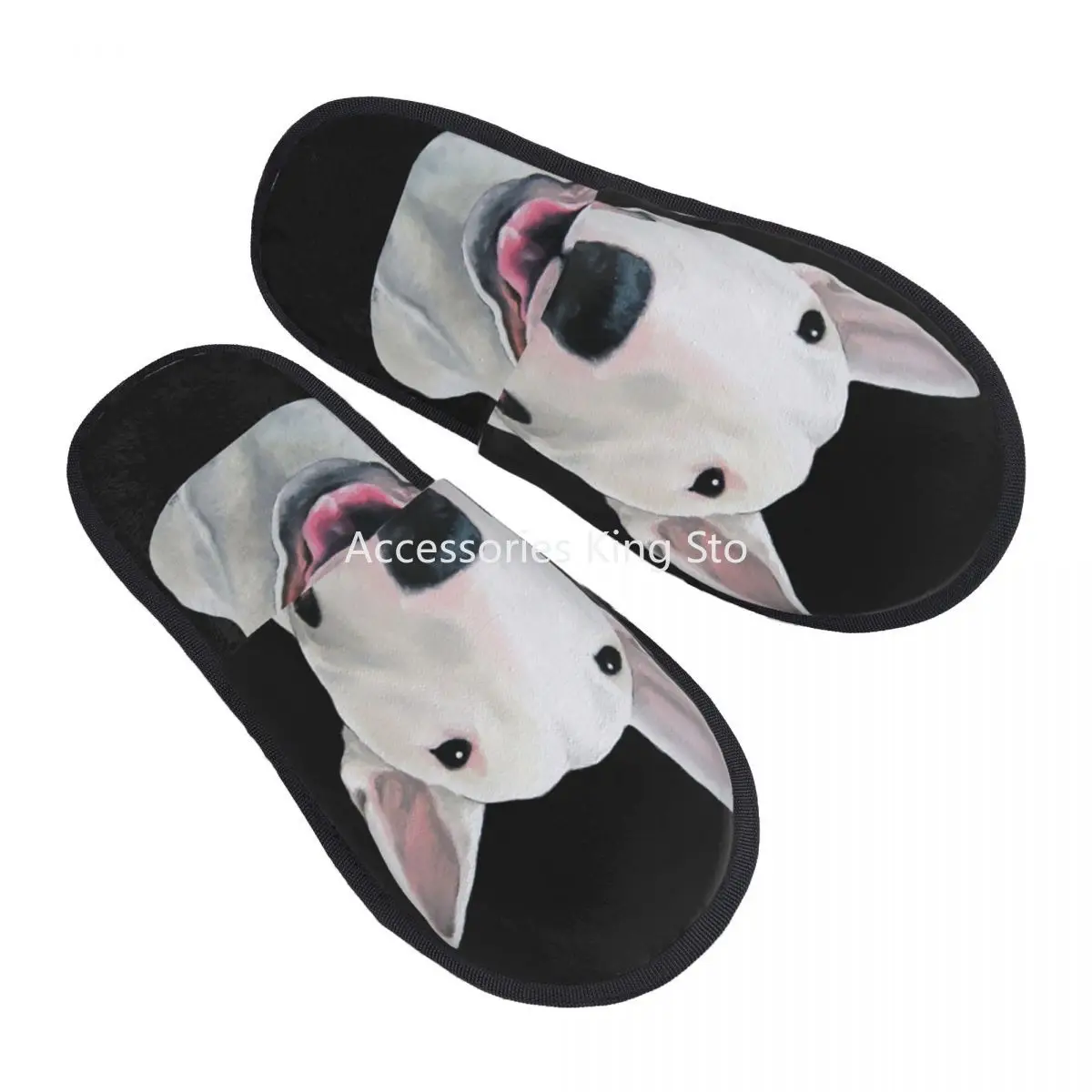 

Bull Terrier House Slippers Women Comfy Memory Foam Funny Print Dog Puppy Slip On Hotel Slipper Shoes