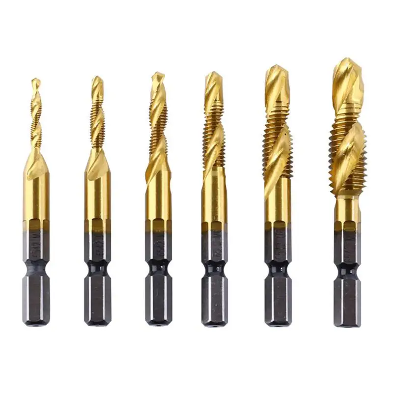 Tap Drill Bit Hex Shank Titanium Plated HSS Screw Thread Bit Screw Machine Compound Tap 6Pcs High-speed Steel Hand Tools
Tap Drill Bit Hex Shank Titanium Plated HSS Screw Thread Bit Screw Machine Compound Tap 6Pcs High-speed Steel Hand Tools