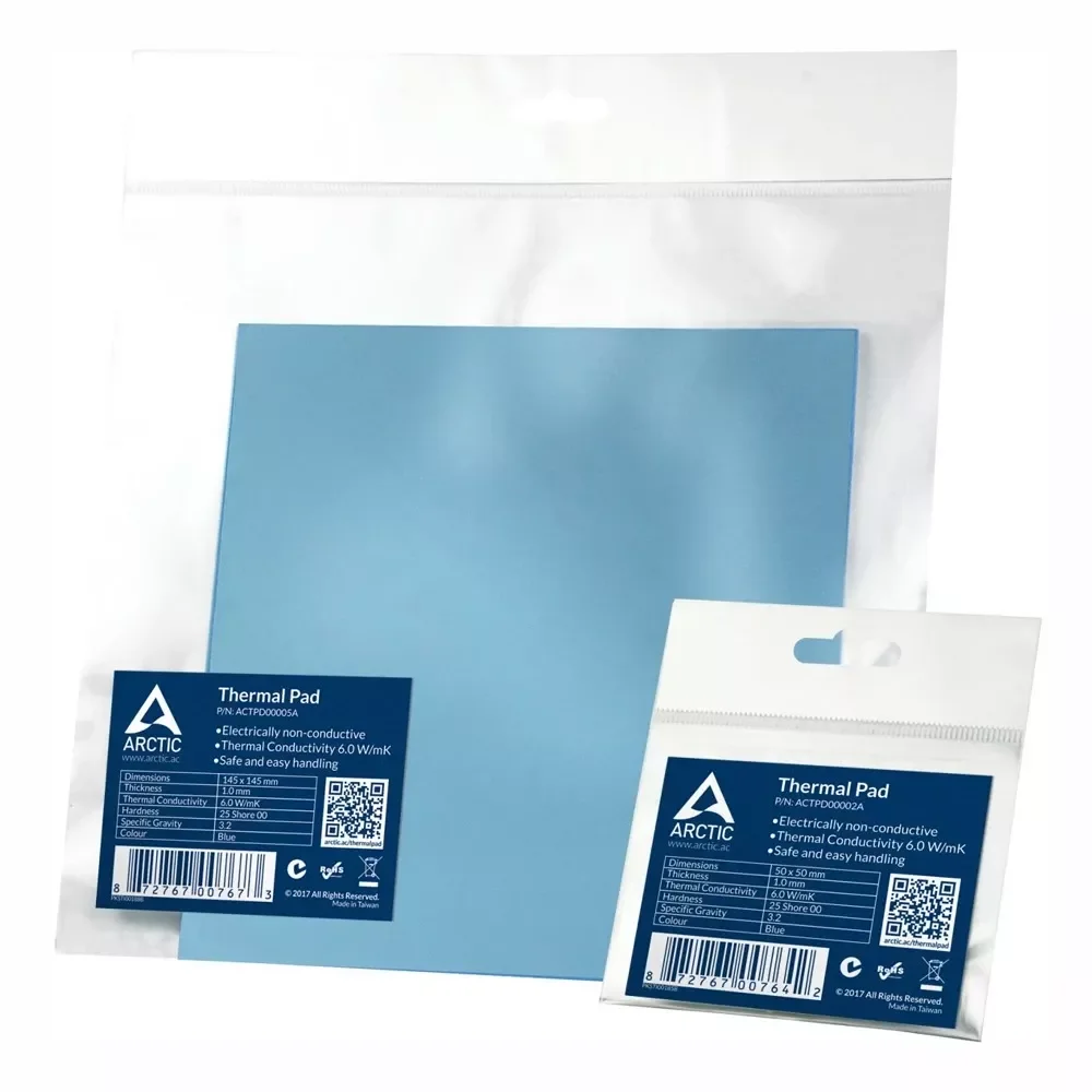 ARCTIC Thermal Pad 6.0 W/mK 0.5mm 1.0mm 1.5mm Thermal Mat 50x50mm 145x145mm High Efficient Thermal Conductivity Thermal Pad
ARCTIC Thermal Pad 6.0 W/mK 0.5mm 1.0mm 1.5mm Thermal Mat 50x50mm 145x145mm High Efficient Thermal Conductivity Thermal Pad