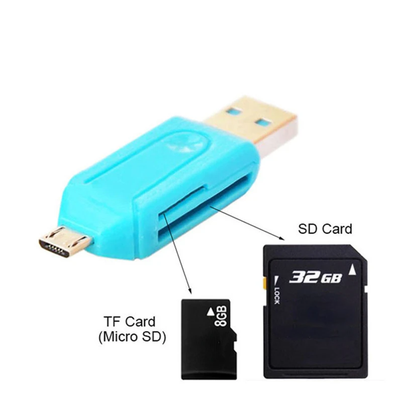 Micro USB & USB 2 in 1 OTG Card Reader High-speed USB2.0 Universal OTG TF/SD for Android Computer Extension Headers
Micro USB & USB 2 in 1 OTG Card Reader High-speed USB2.0 Universal OTG TF/SD for Android Computer Extension Headers