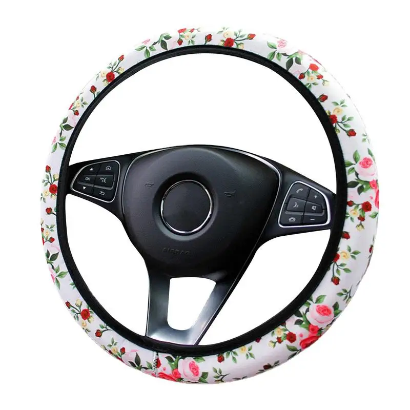 Floral Auto Steering Wheel Covers Anti-Slip Sweat Absorbing Steering Wheel Cover Seamless Universal Rose Flower Protector For 
Floral Auto Steering Wheel Covers Anti-Slip Sweat Absorbing Steering Wheel Cover Seamless Universal Rose Flower Protector For