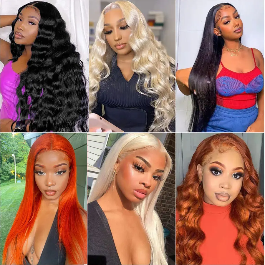 Body Wave Synthetic Lace Front Wig Wigs for Women Frontal 613 Blonde Orange Ginger Highlight Burg Cosplay | Шиньоны и парики