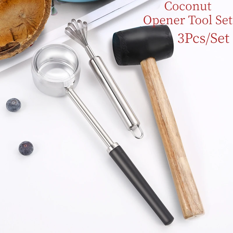Coconut Opener Tool Set Food Grade Stainless Steel Opener Coconut Meat Tool Wooden Handle Rubber Hammer Easy To Use Durable
Coconut Opener Tool Set Food Grade Stainless Steel Opener Coconut Meat Tool Wooden Handle Rubber Hammer Easy To Use Durable
