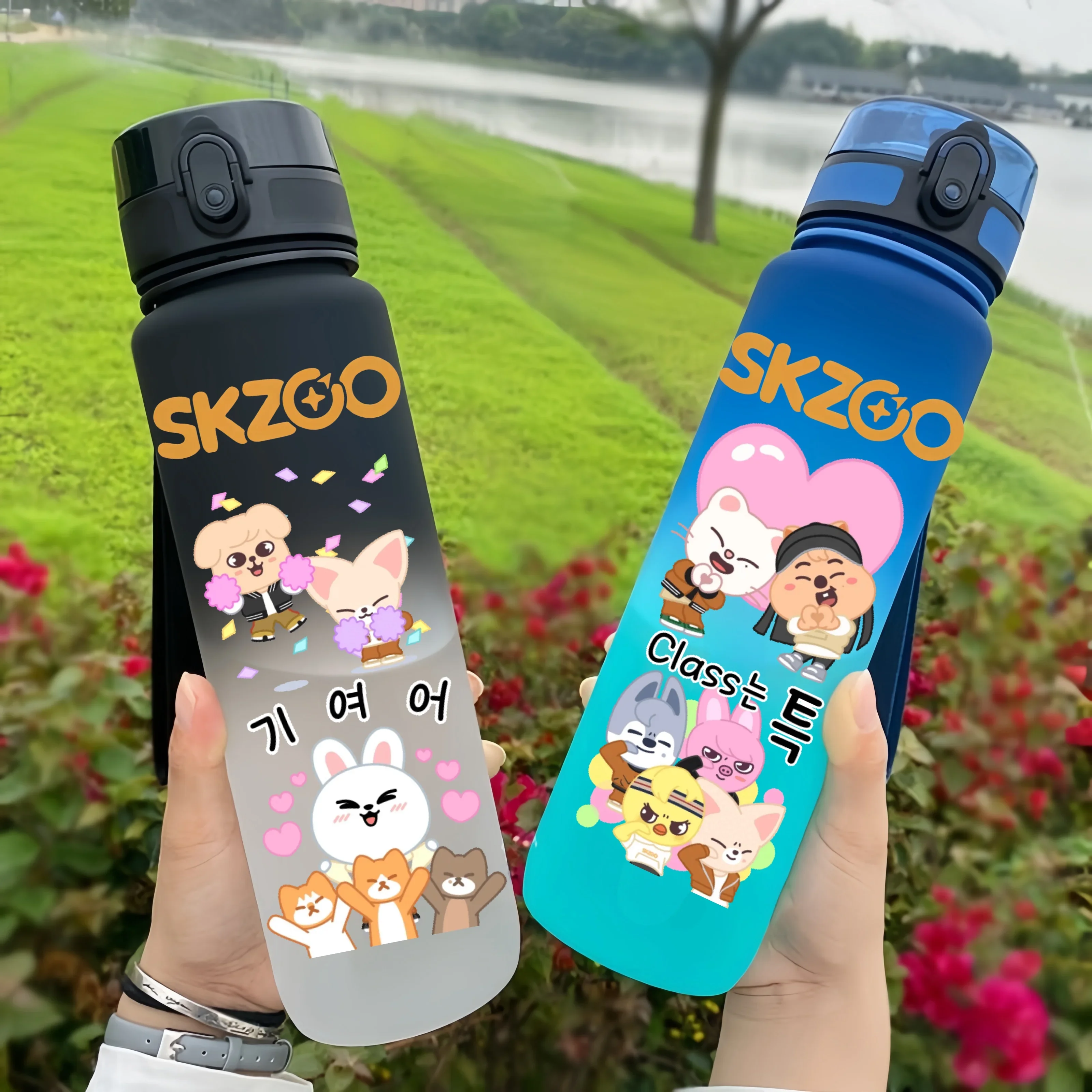 Skzoo 650 мл аниме персонажи портативная чашка для воды большая емкость уличного