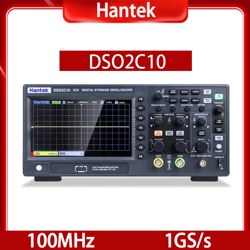 Hantai hantek digital storage oscilloscope DSO2C10 dual-channel 100M bandwidth signal generator 2D10
Hantai hantek digital storage oscilloscope DSO2C10 dual-channel 100M bandwidth signal generator 2D10