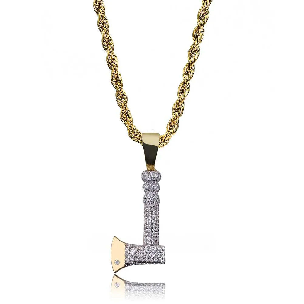 AXE Pendant Necklace Micro Pave CZ Stones Iced Out Axe Pendants Charm Jewelry for Men or Women Gift Party
AXE Pendant Necklace Micro Pave CZ Stones Iced Out Axe Pendants Charm Jewelry for Men or Women Gift Party