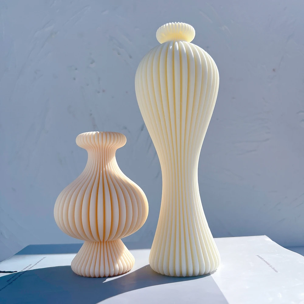 

Форма в рубчик для вазы и свечи, силиконовая форма, Геометрическая абстрактная декоративная форма в полоску для соевого воска
