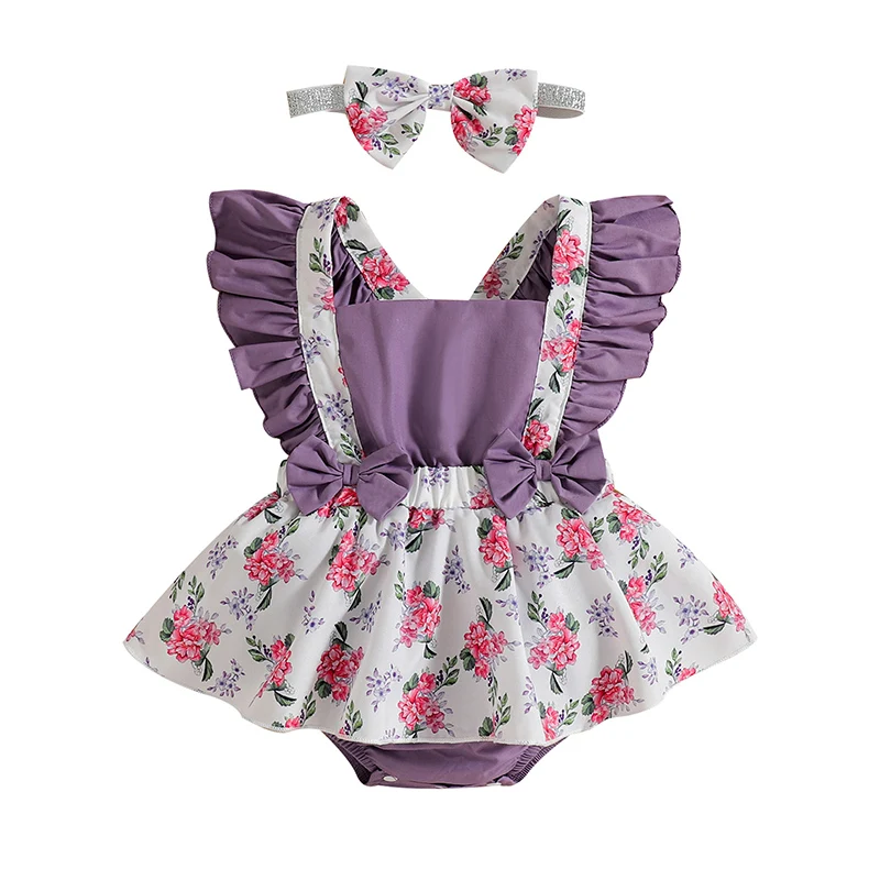 Infant Baby Girls Romper, Sleeveless Backless Floral Printed Ruffled Bowknot Patchwork Bodysuit+Bow Headband
Infant Baby Girls Romper, Sleeveless Backless Floral Printed Ruffled Bowknot Patchwork Bodysuit+Bow Headband