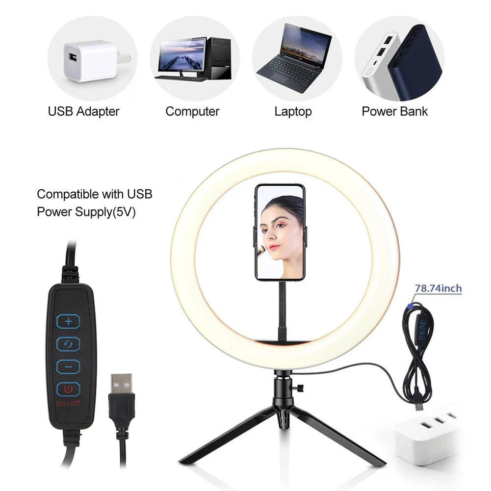 Level 10 3 Color Adjustment LED Live Streaming Light Dimmable Selfie Ring Light Photography Camera Circle Fill Light With Tripod
Level 10 3 Color Adjustment LED Live Streaming Light Dimmable Selfie Ring Light Photography Camera Circle Fill Light With Tripod