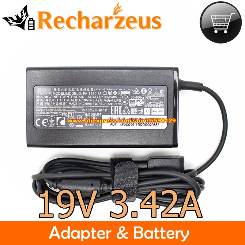 Genuine PA-1650-86 19V 3.42A Adapter PA-1700-02 ADP-65MH B Charger For ACER TM5742 N17C4 ZC-606 EME644 A517-51G E5-774G C720P S5
Genuine PA-1650-86 19V 3.42A Adapter PA-1700-02 ADP-65MH B Charger For ACER TM5742 N17C4 ZC-606 EME644 A517-51G E5-774G C720P S5