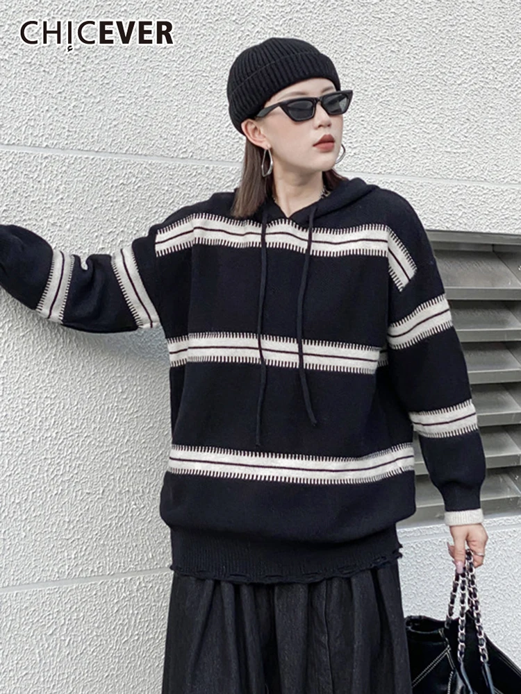 CHICEVER Hit Color Sweatshirt For Women Hodded Long Sleeve Patchwork Drawstring Casual Loose Knitting Saweatshirts Female Autumn
CHICEVER Hit Color Sweatshirt For Women Hodded Long Sleeve Patchwork Drawstring Casual Loose Knitting Saweatshirts Female Autumn