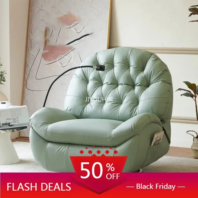 Modern Bedroom Reclining Sofa Lounge Individual Designer Leather Living Room Chair Lazy Elegant Sofa Inflavel Indoor Furniture
Modern Bedroom Reclining Sofa Lounge Individual Designer Leather Living Room Chair Lazy Elegant Sofa Inflavel Indoor Furniture