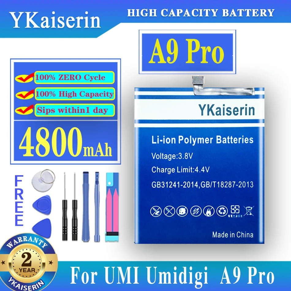 

YKaiserin 4800mAh Battery for UMI UMIDIGI A9 Pro A9Pro Batterie Bateria + Tracking Number