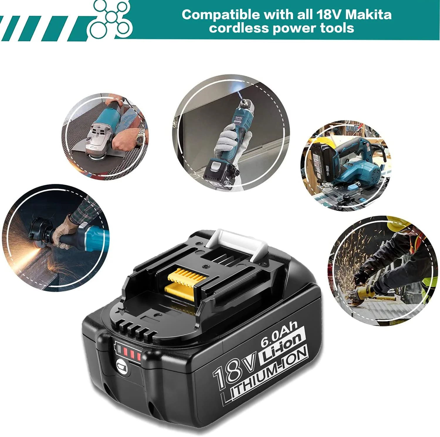 18V 6Ah Rechargeable Battery 6000mah Li-Ion Battery Replacement Power Battery BL1880 BL1860 BL1830battery+4A Charger
18V 6Ah Rechargeable Battery 6000mah Li-Ion Battery Replacement Power Battery BL1880 BL1860 BL1830battery+4A Charger